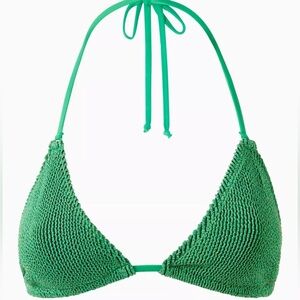 Good American Always Fits Sculpt Tie Bikini Top Green Metallic Women Size 00/0